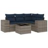 vidaXL Conjunto de sof&aacute; de jardim de 5 pe&ccedil;as com almofadas em rattan sint&eacute;tico cinza