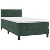 vidaXL Cama box spring c/ colch&atilde;o/LED 100x200 cm veludo verde-escuro