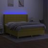 vidaXL Cama box spring c/ colch&atilde;o e LED 160x200 cm tecido verde