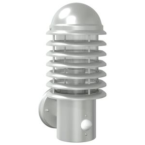 vidaXL Candeeiro de parede exterior com sensor a&ccedil;o inoxid&aacute;vel prateado
