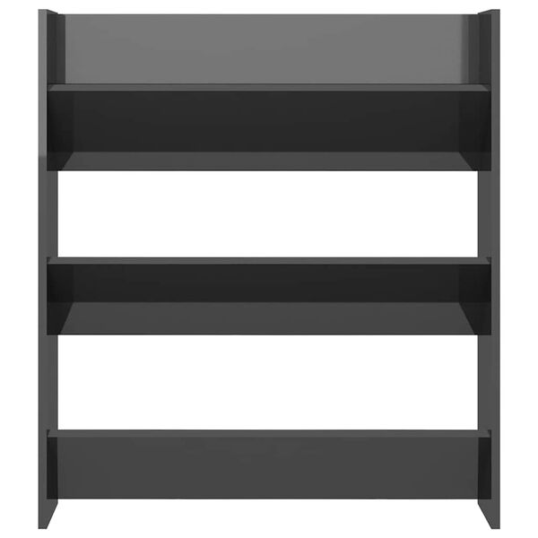 vidaXL Sapateira de parede derivados de madeira cinza brilhante