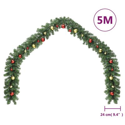 vidaXL Grinalda de Natal decorada com enfeites 5 m