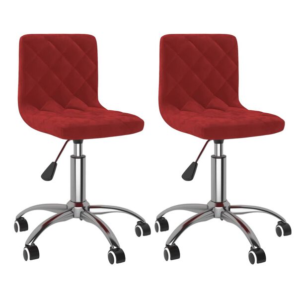 vidaXL Cadeiras de jantar girat&oacute;rias 2 pcs veludo vermelho tinto