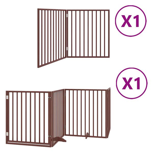vidaXL Port&atilde;o p/ c&atilde;es c/ porta dobr&aacute;vel 6 pain&eacute;is 480cm &aacute;lamo castanho