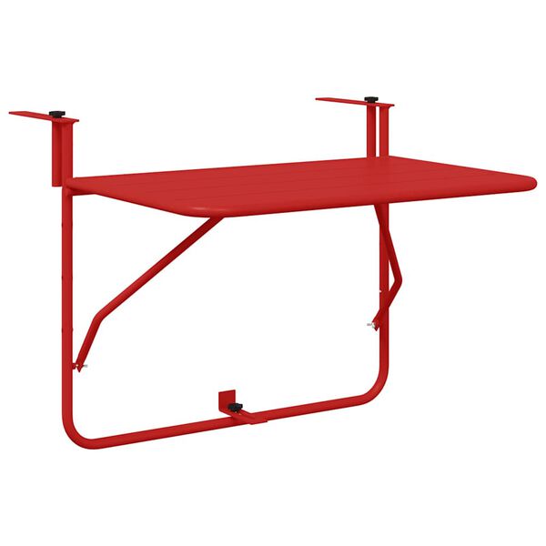 vidaXL Mesa Suspensa para Varanda Vermelho 60 x 39 x 65 cm A&ccedil;o