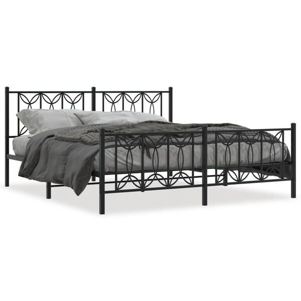 vidaXL Estrutura de cama com cabeceira e p&eacute;s 183x213 cm metal preto