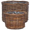 vidaXL Cesta de Plantas com armazenamento 2 pcs Castanho Rattan Kubu