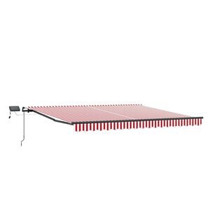 vidaXL Toldo retr&aacute;til Vermelho e Branco 450 &times; 300 cm Tecido e Alum&iacute;nio