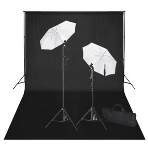vidaXL Kit de est&uacute;dio com fundo preto 600x300 cm e luzes