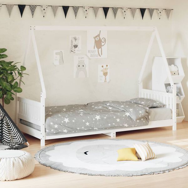 vidaXL Estrutura de cama infantil 80x200 cm pinho maci&ccedil;o branco