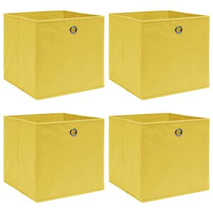 vidaXL Caixas de arruma&ccedil;&atilde;o 4 pcs 32x32x32 cm tecido amarelo
