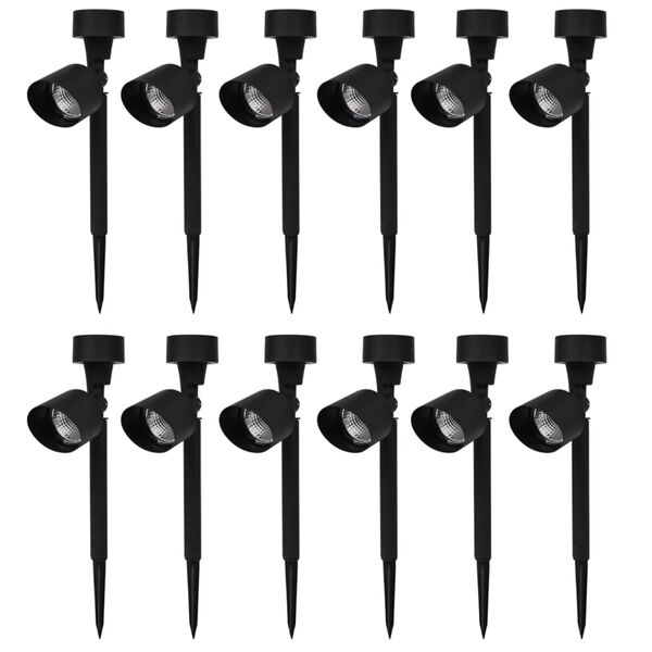 Holofote de exterior c/ LEDs energia solar 12 pcs preto