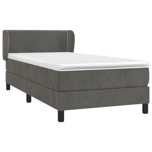 vidaXL Cama com molas/colch&atilde;o 100x200 cm veludo cinza-escuro