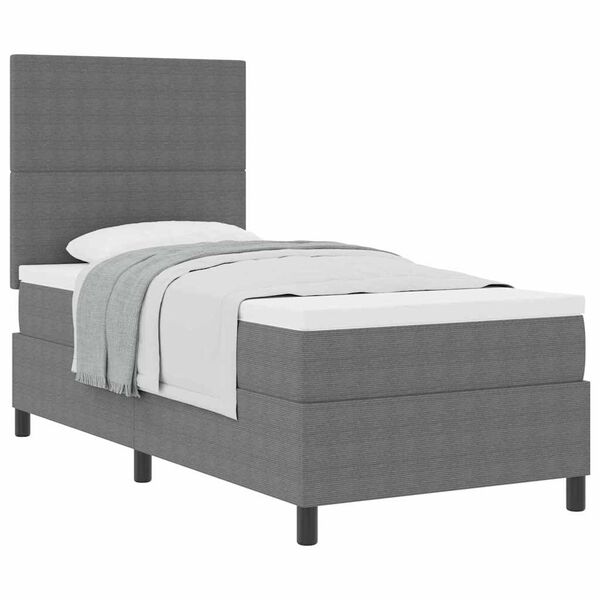 vidaXL Cama Box com cabeceira Cinza Claro e Branco 90 x 190 cm