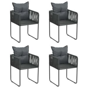 vidaXL Cadeiras de exterior 4 pcs c/ almofad&otilde;es vime PE preto