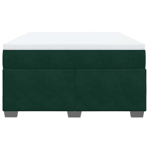 vidaXL Cama com molas/colch&atilde;o 140x190 cm veludo verde-escuro