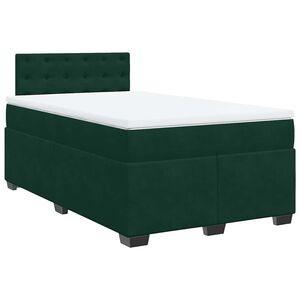 vidaXL Cama boxspring com colch&atilde;o 120x190 cm veludo verde-escuro