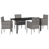vidaXL Conjunto de Jantar para Jardim 5 pcs Cinzeto vime PE