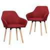 vidaXL Cadeiras de jantar 2 pcs tecido vermelho tinto