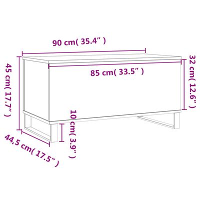 vidaXL Mesa de centro 90x44,5x45 cm derivados de madeira preto