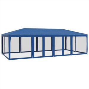 vidaXL Tenda p/ festas c/ 12 paredes laterais em rede 8x4 m PEAD azul