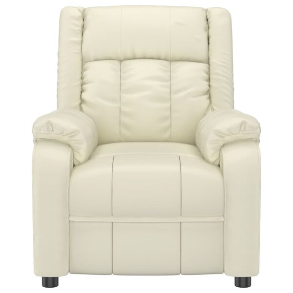 vidaXL Poltrona de massagens el&eacute;trica couro artificial cor creme