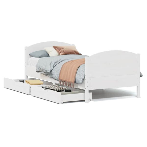 vidaXL Cama sem colch&atilde;o 90x200 cm madeira de pinho maci&ccedil;a branco