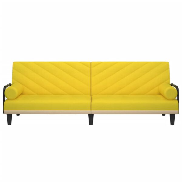 vidaXL Sof&aacute;-cama com apoio de bra&ccedil;os tecido amarelo-claro