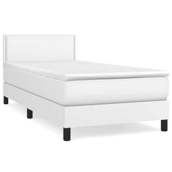 vidaXL Cama com molas/colchão 80x200 cm couro artificial branco