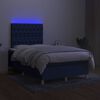 vidaXL Cama box spring c/ colch&atilde;o e LED 120x200 cm tecido azul