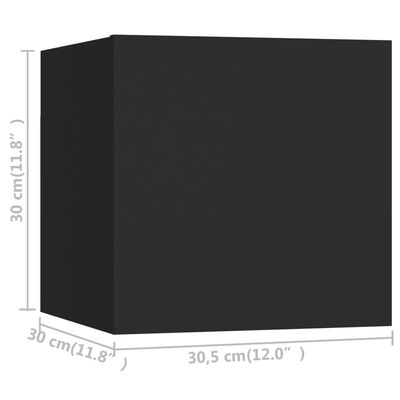 vidaXL Móveis de parede para TV 8 pcs 30,5x30x30 cm preto