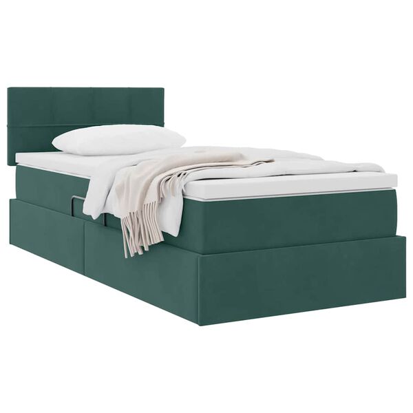 vidaXL Cama com Armazenamento Verde Escuro 90 x 200 cm Veludo