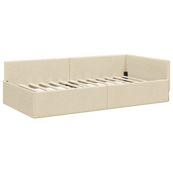 vidaXL Estrutura de Cama de Canto Creme 80 cm x 200 cm Veludo