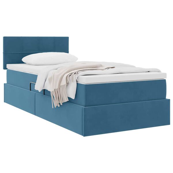 vidaXL Cama com Armazenamento Azul Escuro 90 x 200 cm Veludo