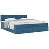 vidaXL Estrutura de cama otomana com colch&atilde;o 200x200 cm azul escuro