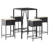 vidaXL 5 pcs conjunto de bar p/ jardim c/ almofad&otilde;es vime PE preto