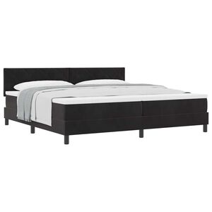 vidaXL Cama Box com colch&atilde;o com cabeceira Preto 200 x 200 cm Veludo