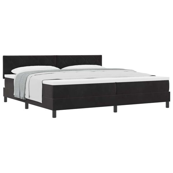 vidaXL Cama Box com colch&atilde;o com cabeceira Preto 200 x 200 cm Veludo