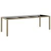 vidaXL Mesa de jardim com tampo de vidro vime PE bege