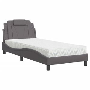 vidaXL Cama Viana com colch&atilde;o 90x200 cm couro artificial cinzento