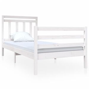 vidaXL Estrutura de cama solteiro 90x190 cm madeira maci&ccedil;a branco