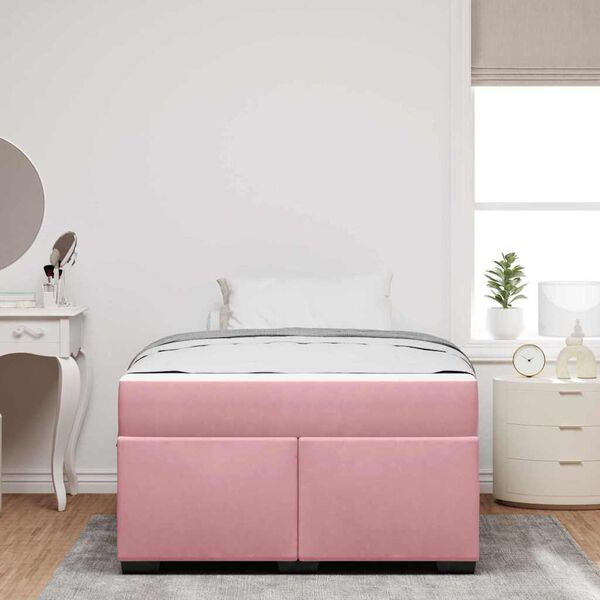 vidaXL Estrutura da Cama com colch&atilde;o Rosa 120 x 190 cm tecido