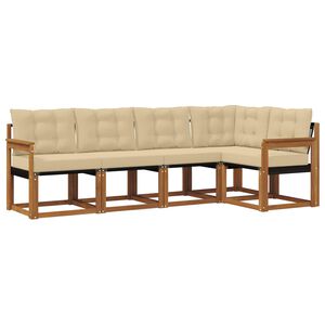 vidaXL Conjunto de Sof&aacute;s para Exterior 5 pcs Natural e Bege