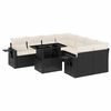 vidaXL 9 pcs conjunto de sof&aacute;s p/ jardim c/ almofad&otilde;es vime PE preto