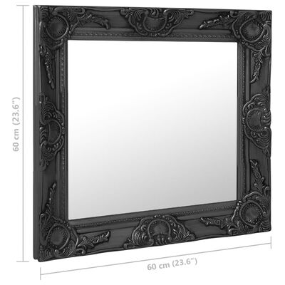 vidaXL Espelho de parede estilo barroco 60x60 cm preto