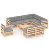 vidaXL 10 pcs conjunto lounge de jardim c/ almofad&otilde;es pinho maci&ccedil;o