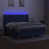 vidaXL Cama box spring c/ colch&atilde;o e LED 180x200 cm tecido azul