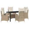 vidaXL Conjunto de Jantar para Jardim 5 unid. Bege vime PE