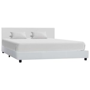 vidaXL Estrutura de cama 140x200 cm couro artificial branco