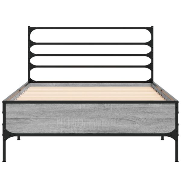 vidaXL Estrutura cama 100x200 cm derivados madeira/metal cinza sonoma